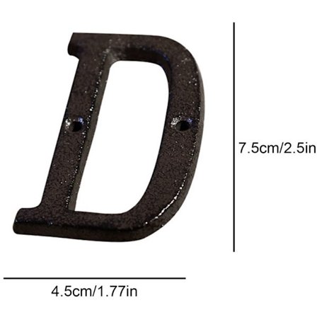 3D Metal Bogstaver A-Z Retro Stil Støbejern Husnummer DIY Cafe Have Væg Dekoration Kreativ Adresse Husnummer (Størrelse : D)