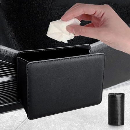 Bil Skraldespand, Læder Køretøj Skraldespand Bil Affaldsbeholder Affald Organizer Holder med En Rulle Skraldepose, Sammenklappelig Hængende Mini Biler