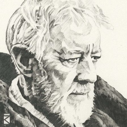 Star Wars Sketch Obi Wan Kenobi Canvas Print 30cm x 30cm Kräm/