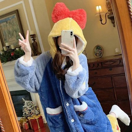 Vinter-pysjamassett med Kawaii Sanrio-animasjon Kuromi Cinnamoroll My Melody ansiktsklut, myk, varm og komfortabel