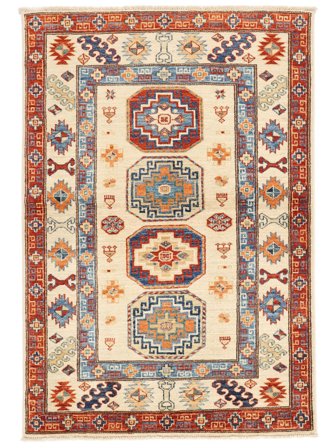 Anudada A Mano Kazak Ariana Alfombra 105X156 De Lana Naranja/Beige Pequeño