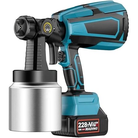 Ledningsfri Malingssprøjte, HVLP Elektrisk Sprøjtepistol, Nem at Rengøre, til Møbler/Skabe/Hek/Vægge/Døre/Havemøbler osv. (1 Batteri)