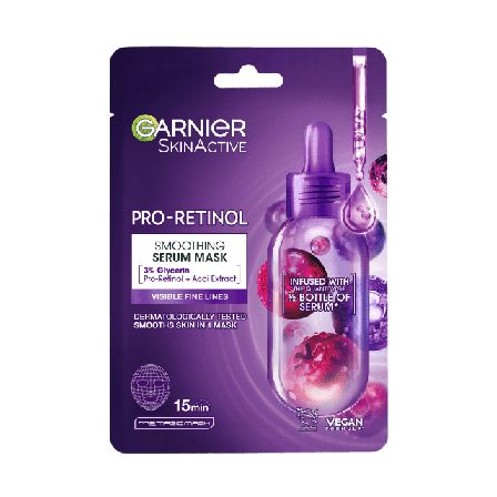 Garnier Pro-Retinol Smoothing Serum Face Mask Ansiktsmask & peeling Dam Vit 22 gr