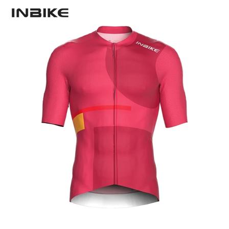 INBIKE 2024 sommersykkeltrøye kortermet herre hurtigtørkende sykkelskjorter for menn med 3 lommer full glidelås MTB-klær Red XS