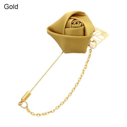 Rose Flower Broche Groom Boutonniere GULD Gold