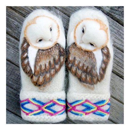 Ugglavantar Ullstickade handskar, vinterhandskar för kvinnor tjejer