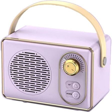 Korkealaatuinen Retro Bluetooth -kaiutin, Bluetooth-kaiutin, erittäin pitkällä akunkestolla, violetti