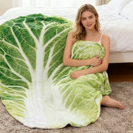 Kålteppefilt | Stor, myk og brukbar hele året | Perfekt jule- eller gaveidé 150*200cm