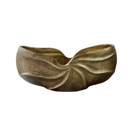 Guldfarvet aluminiumsvase, 39x9x19cm, antik finish