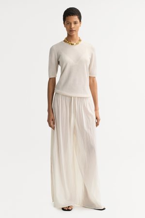 Soft Goat - Featherlight short sleeve - Kaschmirpullover für Damen - L - Chalk