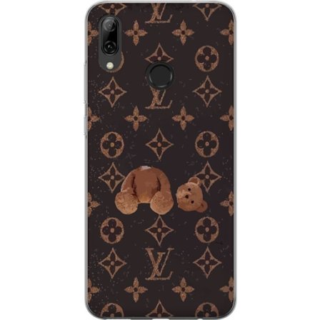 Kompatibel Mobilcover til Huawei Huawei P smart 2019 Luksuriøst monogrammønster med knust bamse i mørk modeæstetik