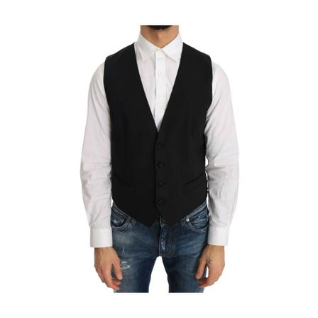 Dolce & Gabbana Wool Silk Vest Sort, Herre, Størrelse: M