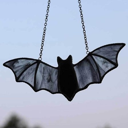 Bat farvet glas Suncatcher Halloween flagermus Decor hængende SORT
