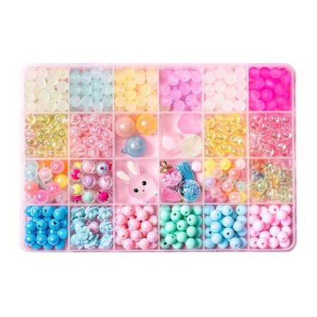 24 Små Gitter Børn Perlelegetøj Halskæder Armbånd Perler Gør-det-selv Manuelt Arbejde Legetøj