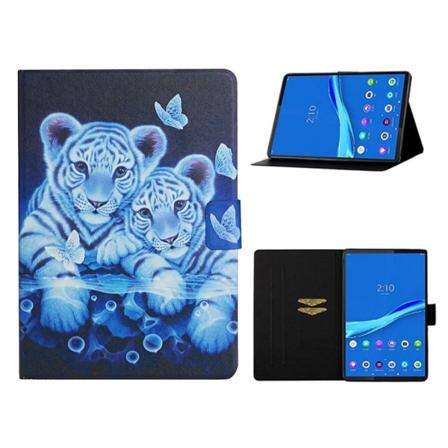 Lenovo Tab M10 FHD Plus flipomslag i læder med levende mønster - Tiger White