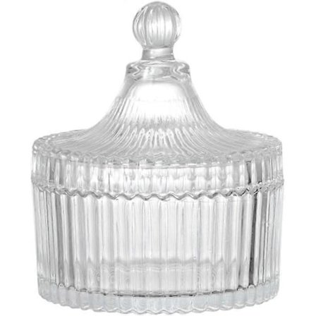 REA Godisskål med lock, dekorativ godisskål, kristallskål med lock, glasburk, godisbufféburk för bröllop, tältformad matburk (klar)