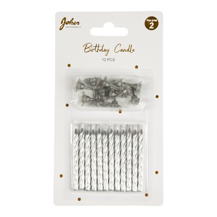 Kakkukynttilät Hopea 12 kpl