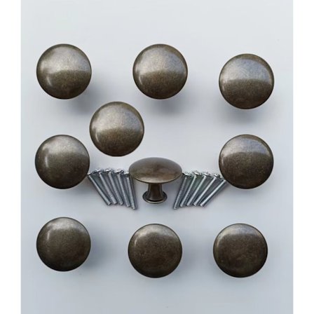 Møbelgreb - 10x Vintage Dørskuffeknapper 30mm Antik Messing