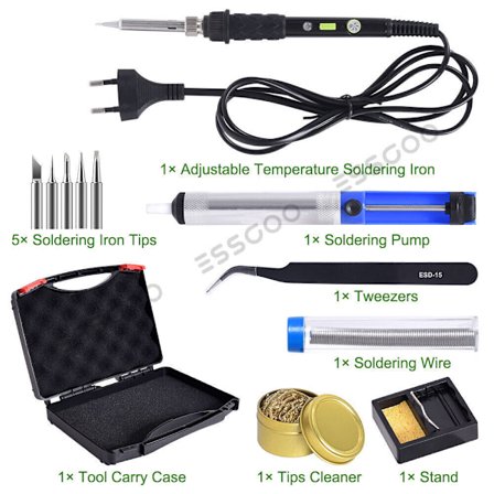 60W Loddekolbe Sæt Loddekit Loddestation Temperaturregulerbar Pincet