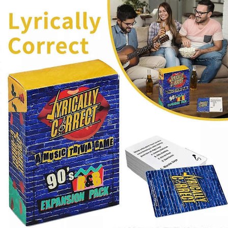 Lyrically Correct Ett musikfrågesportkortspel för vänner, roligt partyspel för vuxna, familjesammankomster, spelkvällar
