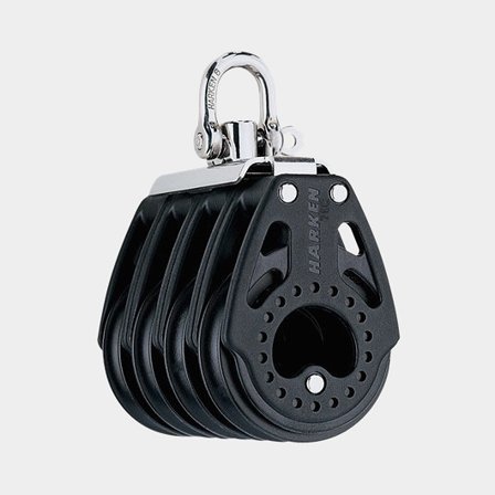 Vierfachblock mit Schäkel Harken Quad Block Swivel, drehbar, gleitgelagert, geeignet für Leinen Ø10 - 14 mm - Boot