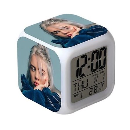 Billie Eilish vækkeur Farverig farveskiftende vækkeur