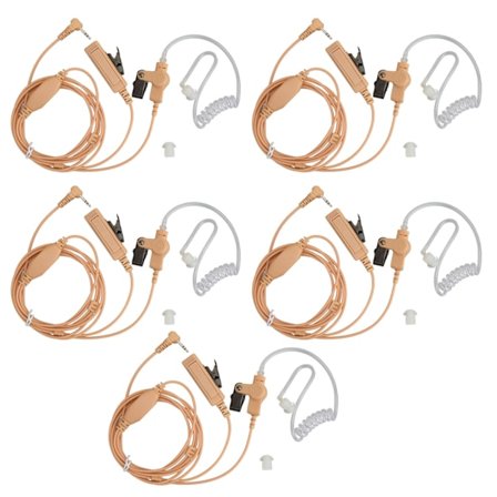 2,5 mm akustisk rør øretelefon enkelt pin PTT-knapp Walkie Talkie headset med stålklips for Motorola for Talkabout Brun 5 stk