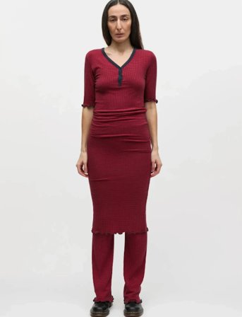 Mads Nørgaard 5X5 Stripe Tanya Dress - Red - XS