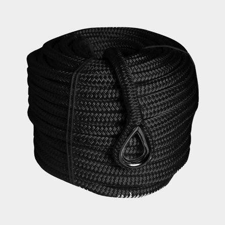 Ligne de mouillage avec cosse cœur inox 1852-Marine, polyester tressé, Ø12 mm, 40 mètres, noir