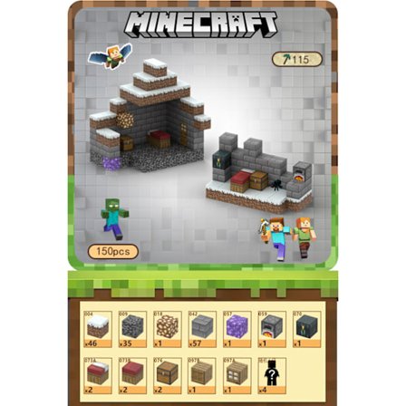 Minecraft Byggeklodser Magnetiske Byggeklodser Legetøj - Skybygning 150 klodser, 4 figurer