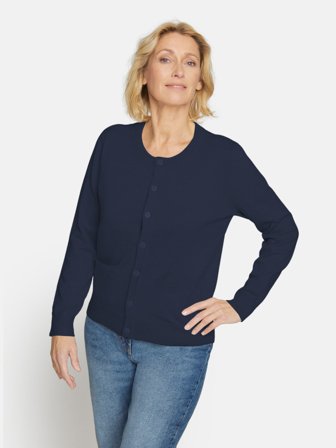 Brandtex - Langærmet Cardigan - Navy - Lommer
