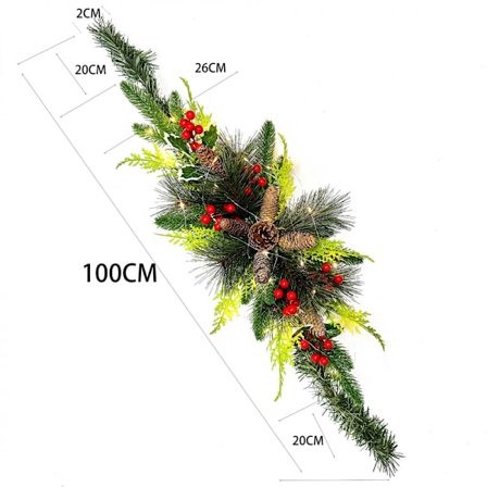 100cm Tekojoulukuusi Garland Postilaatikko Garland Simulaatio Mänty Neula Vihreä Garland LED-Valosarja Mäntykartiot Garland Aita Garland