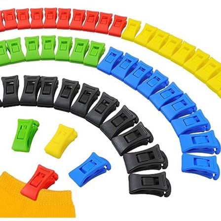 Sokkeklemmer til vaskemaskiner og tørretumblere - 50 sokkeholdere og sokkeklemmer