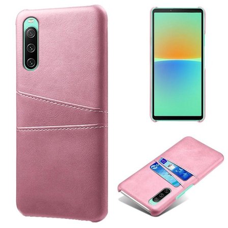 SKALO Sony Xperia 10 IV PU-Läder Korthållare Skal - Roséguld