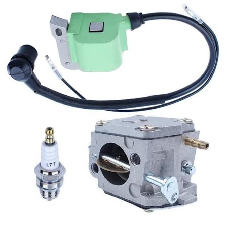 Kaasuttimen ja sytytyskelan sarja kipinakynttilällä, 3 osaa, yhteensopiva Husqvarna 66 266 268 272 503280316 503620203, 544018401