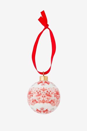 Spode - WM Bauble - Strawberry Thief, Indian Red - Rød - Julepynt - Fra Homeroom