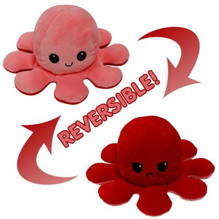 Dubbelsidig Vändbar Bläckfisk Plyschleksaker, Reversible Octopus Multifärg