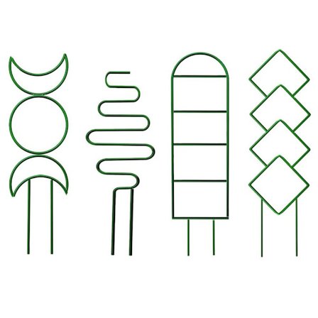 4 STK Plantespalier Stueplante Rattan Stativ GRØN