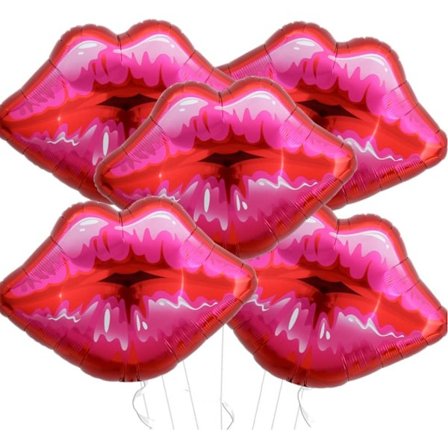 5-pak Store Røde Pink Læbeballoner - Kiss The Miss Goodbye-dekoration til Makeup-temafest Jubilæum