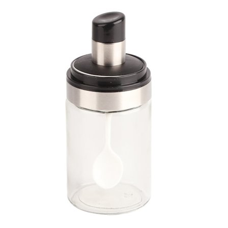 Transparent Kryddburk med Sked för Salt, Peppar och Kökskryddor