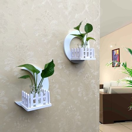 2/3 ST Stålfri Hydroponic Plant Krukställ Set Självhäftande Väggmonterad Blomkrukhållare Med Glaskruka & Lim 17*17cm