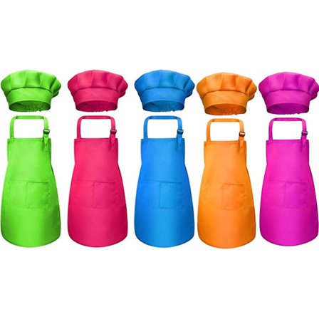 10 stk. kokkehatt og forkle sett for barn