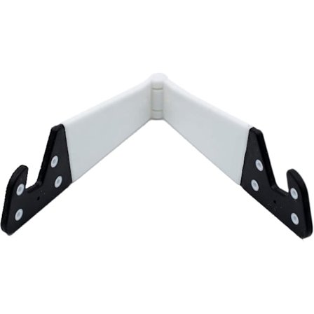 Vit hållare för mobiltelefon eller surfplatta - Stabilt bordsstöd - Vinkel upp till 90 - Kompatibel med alla modeller - Fällbar och fickbar - 11 x 2 