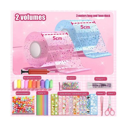 Puhallettava kuplateippi, ei-jälkeä jättävä, kaksipuolinen teippi DIY-askarteluun, lelujen valmistukseen, uudelleenkäytettävä, värikäs