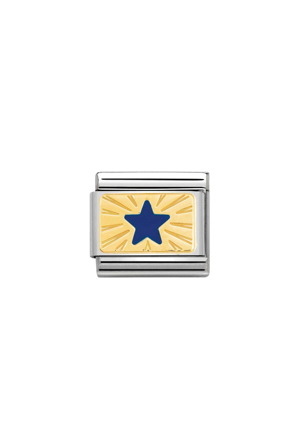 Plates 18k Gold & enamel Star Blue