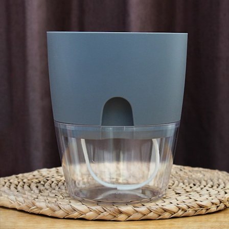 Självvattnande Planter Bomullsrep Plast Dekorativ Kruka Inomhus Utomhus Växter Blommor Örter Grå 23,5cm 9,3in Diameter