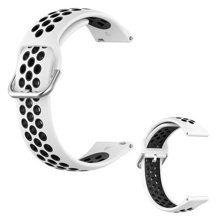 20mm kaksivärinen silikoninen kellohihna Samsungin kellolle - Valkoinen / Musta