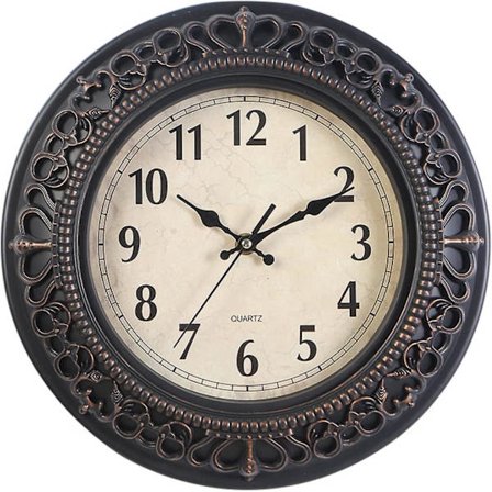 12-tommers stille retro kvartsur, dekorativ veggklokke for hjem/kontor/skole