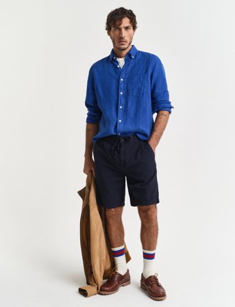 GANT Reg Gmnt Dye Seersucker Shorts - Navy - M
