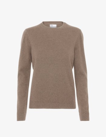 Women Light Merino Wool Crew - Warm Taupe - XS